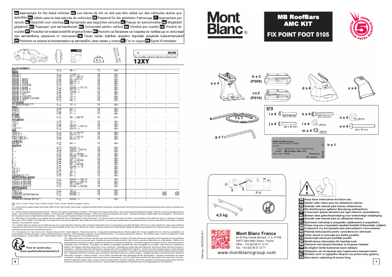 Page 1 de la notice Manuel utilisateur Mont Blanc AMC 5105