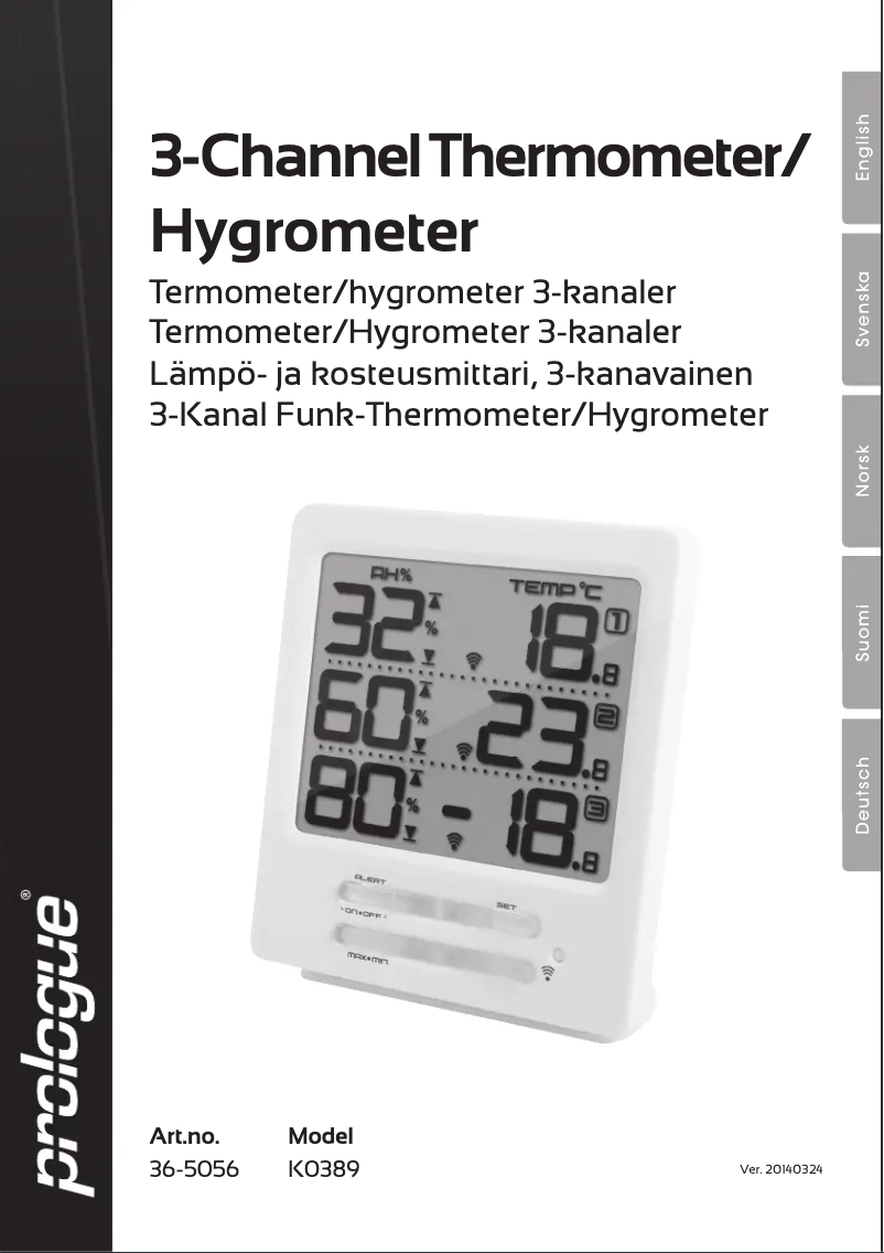 Page 1 de la notice Manuel utilisateur Prologue K0389