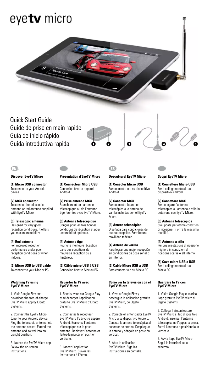 Page 1 de la notice Manuel utilisateur Elgato EyeTV Micro