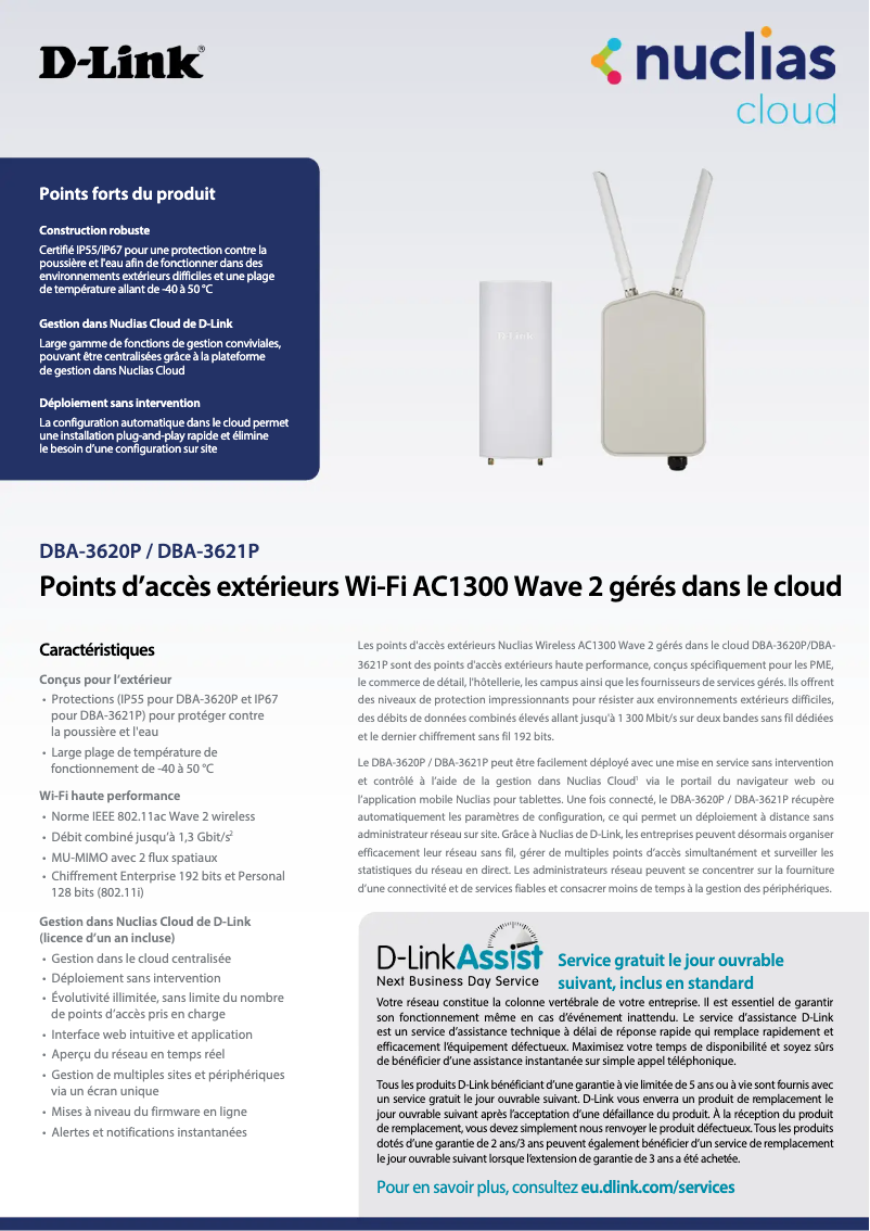 Page 1 de la notice Fiche technique D-Link DBA-3620P