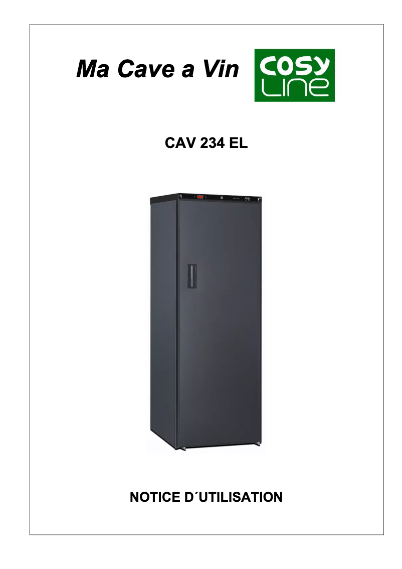 Page 1 de la notice Manuel utilisateur Cosyline CAV 234 EL