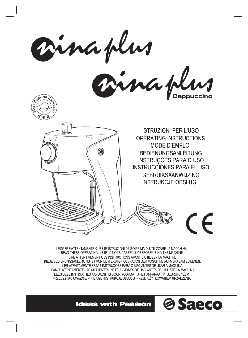 Página 1 del manual Manual de usuario Philips Saeco Nina Plus RI9355