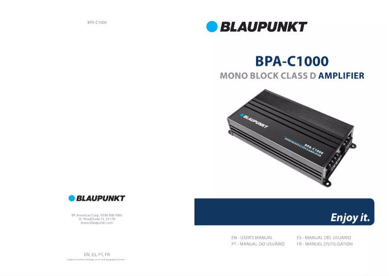 Page n°1 - Manuel utilisateur Blaupunkt BPA-C1000