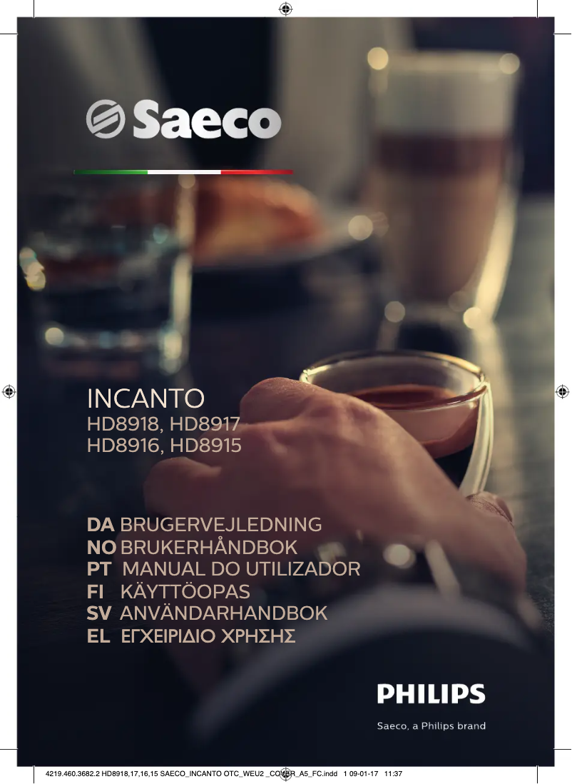 Image de la première page du manuel de l'appareil Saeco Incanto HD8915