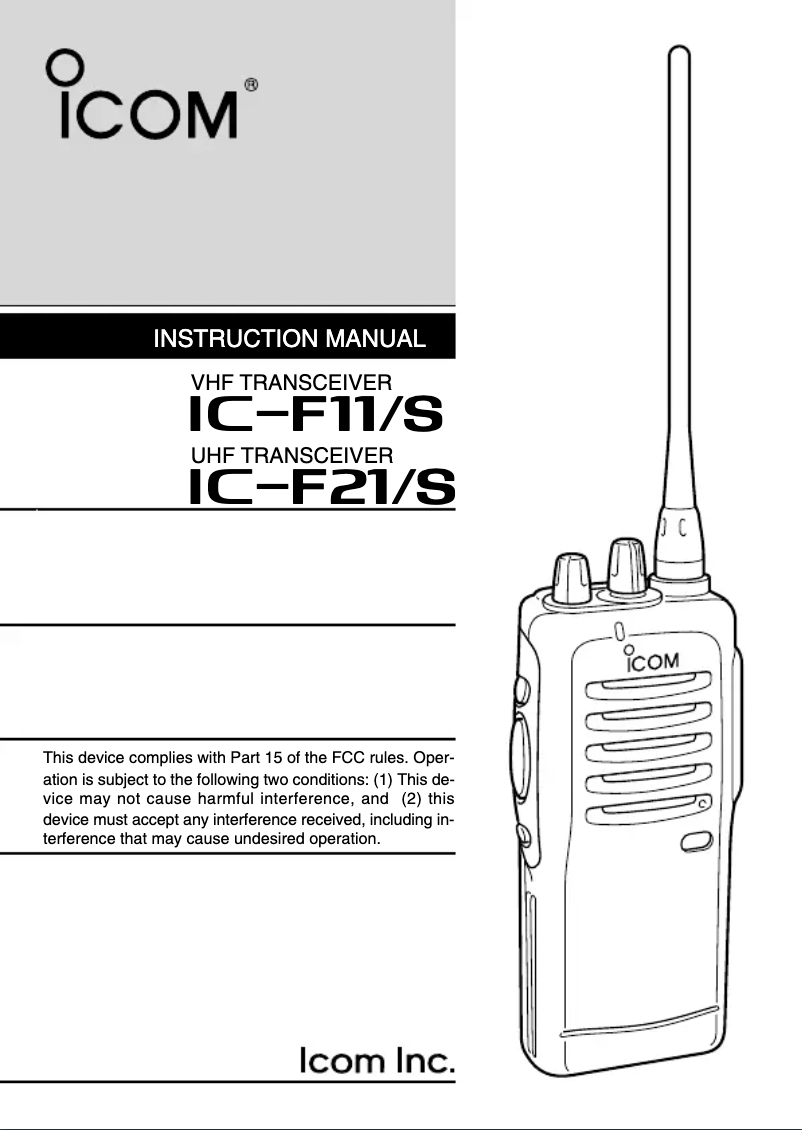 Page n°1 - Manuel utilisateur ICOM IC-F11