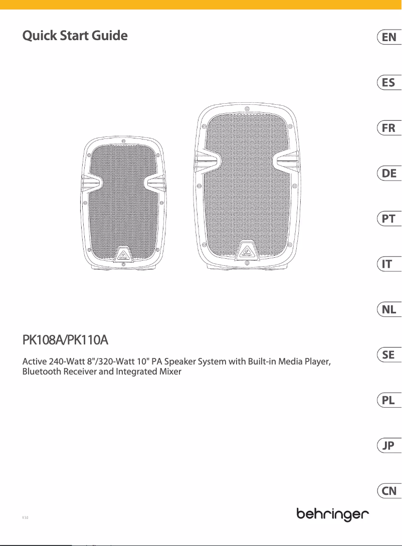 Página 1 del manual Guía de inicio rápido Behringer PK110A