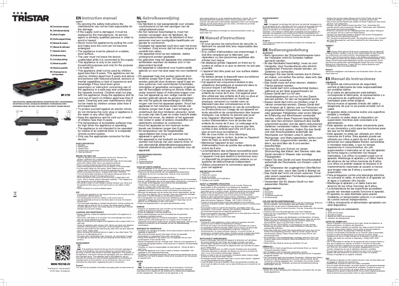 Page 1 de la notice Manuel utilisateur TriStar BP-2750