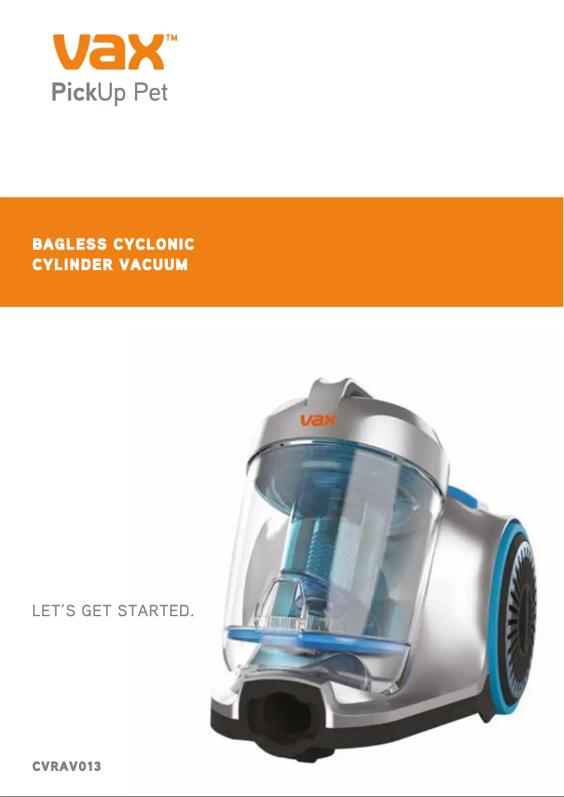 Page 1 de la notice Manuel utilisateur Vax PickUp Pet CVRAV013