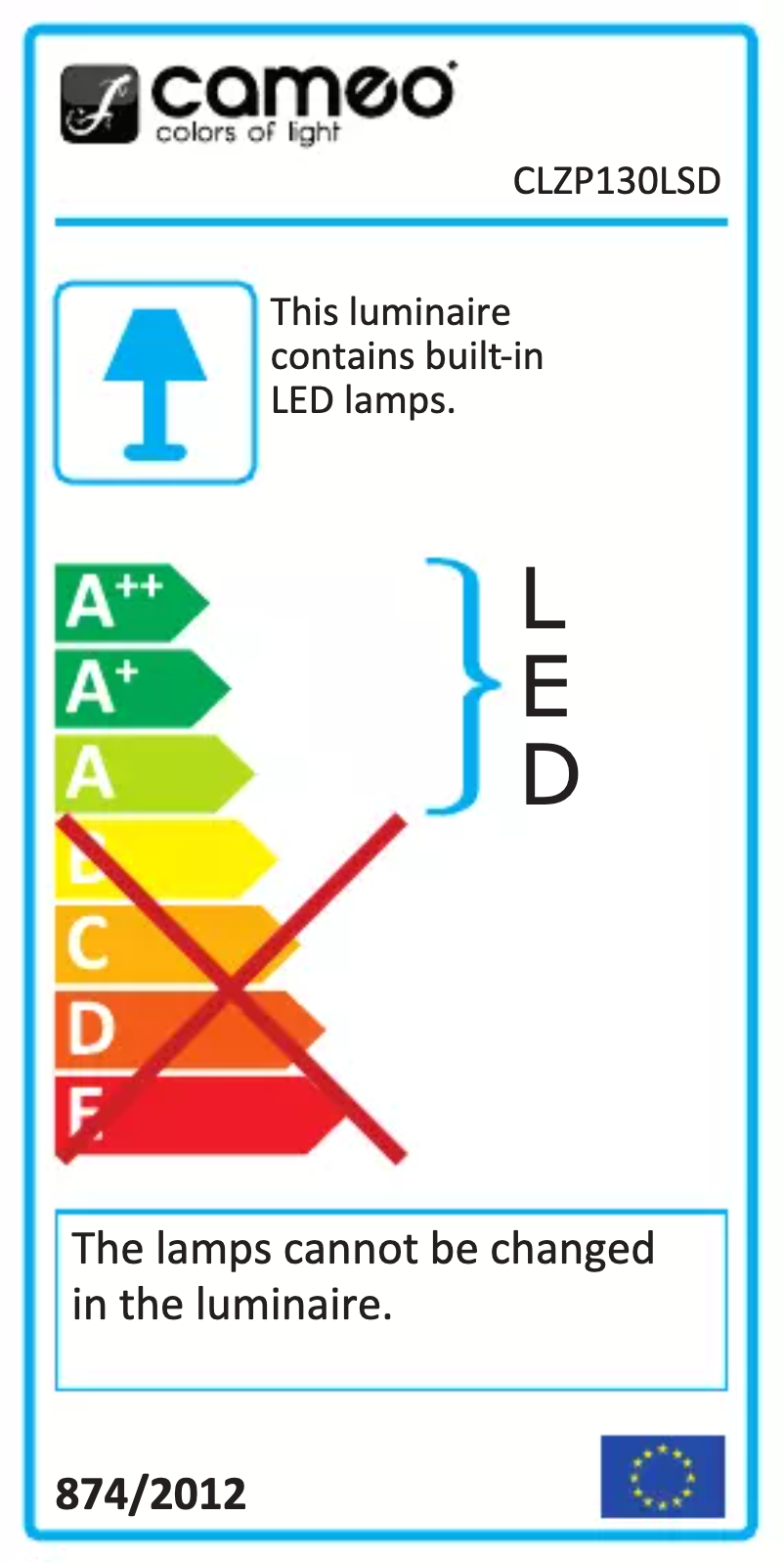 Page 1 de la notice Fiche technique Cameo ZENIT P 130