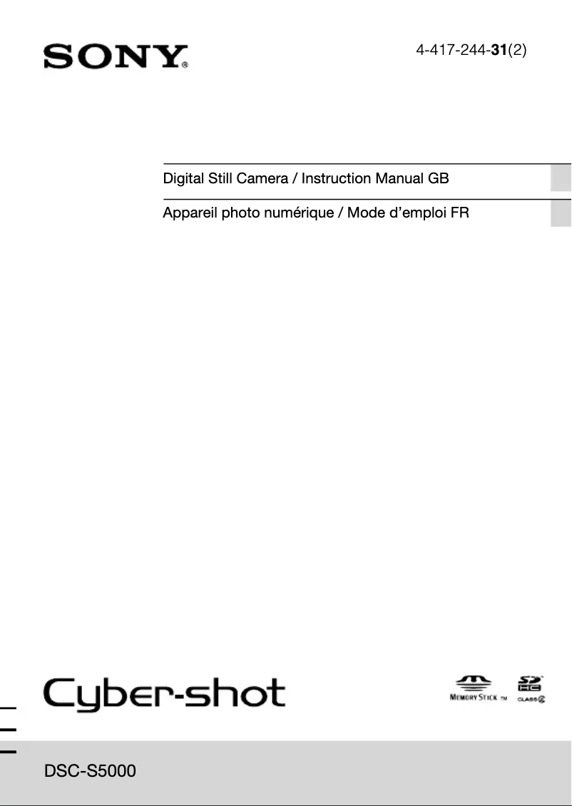 Image de la première page du manuel de l'appareil Cybershot DSC-S5000