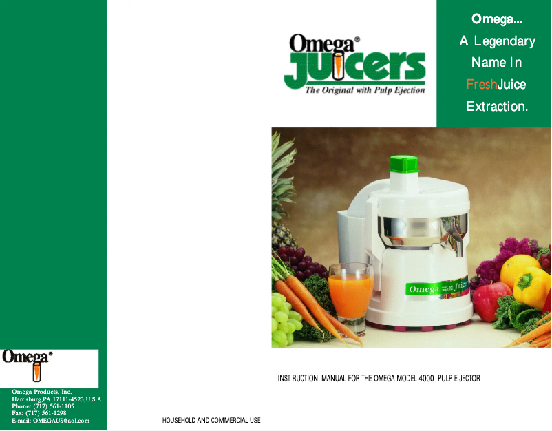 Page 1 de la notice Manuel utilisateur Omega J4000