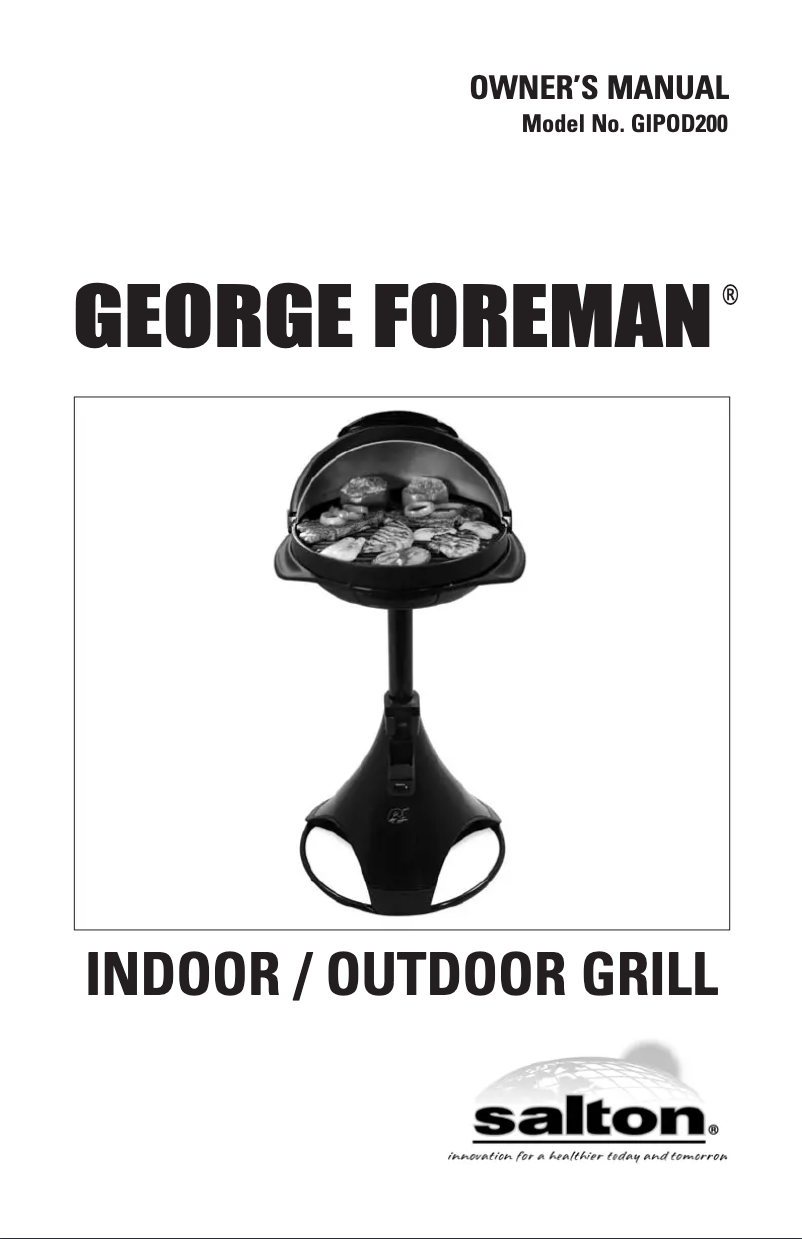 Page 1 de la notice Manuel utilisateur George Foreman GIPOD200