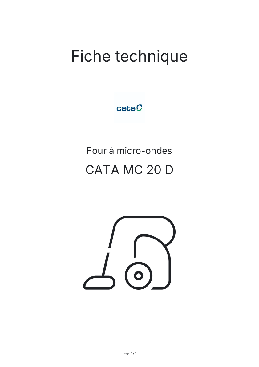 Page n°1 - Fiche technique CATA MC 20 D
