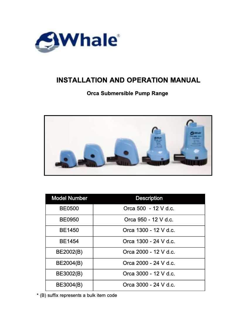 Page 1 de la notice Manuel utilisateur Whale Orca 1300