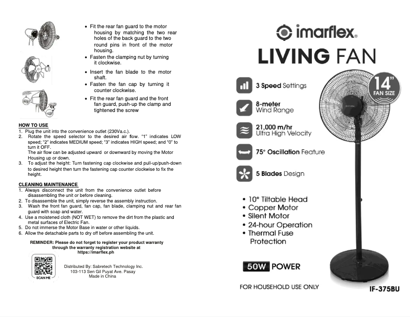 Page 1 de la notice Manuel utilisateur Imarflex IF-375BU