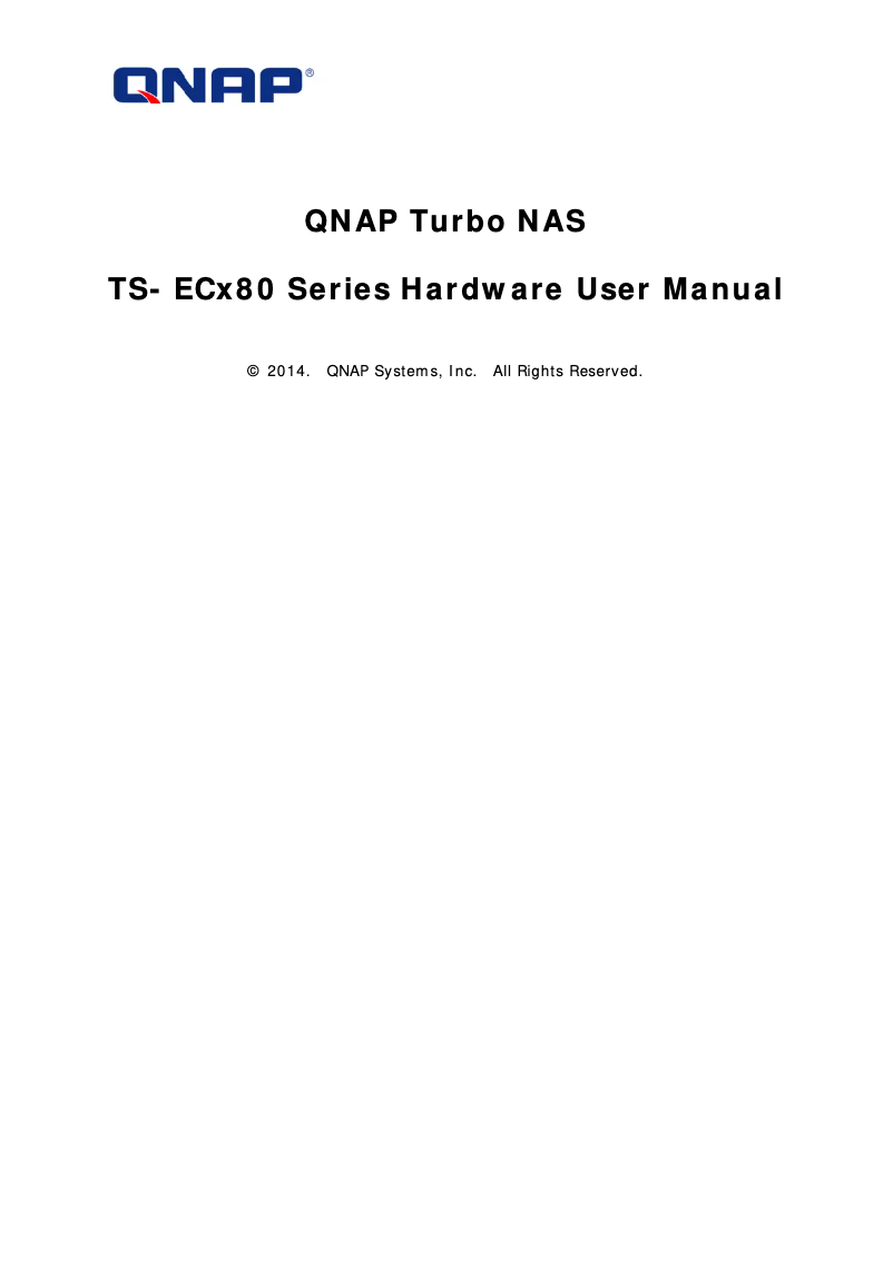 Page 1 de la notice Manuel utilisateur QNAP TVS-EC1080-I3-8G
