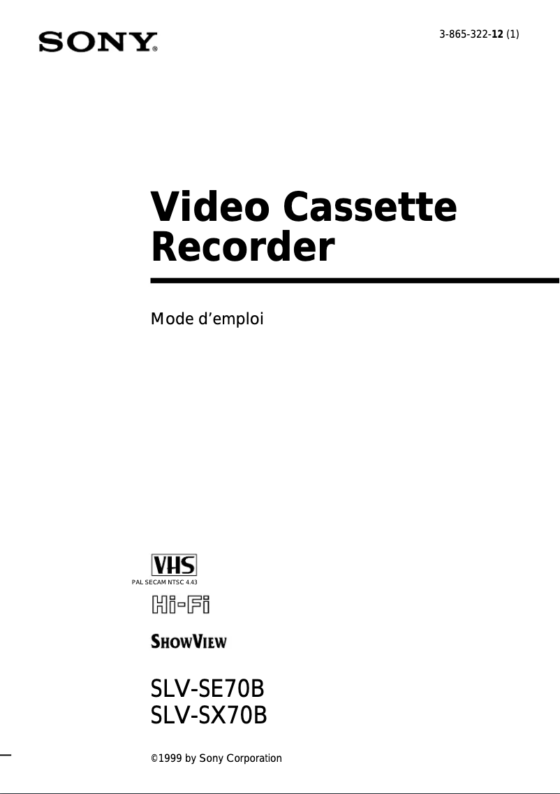 Image de la première page du manuel de l'appareil SLV-SE70B