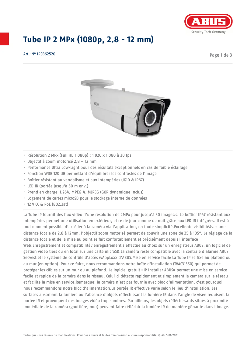 Imagen de la primera página del manual del dispositivo IPCB62520