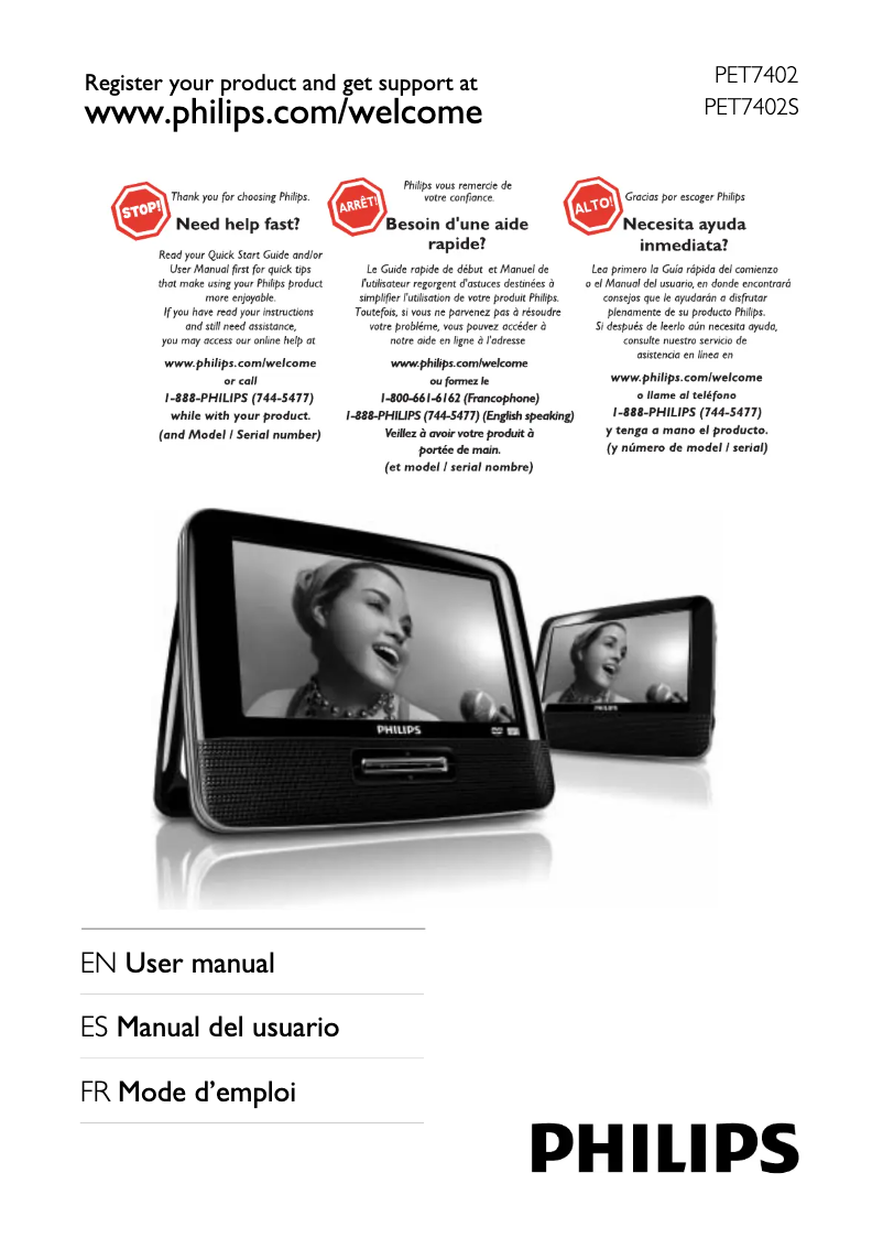 Page n°1 - Manuel utilisateur Philips PET7402A