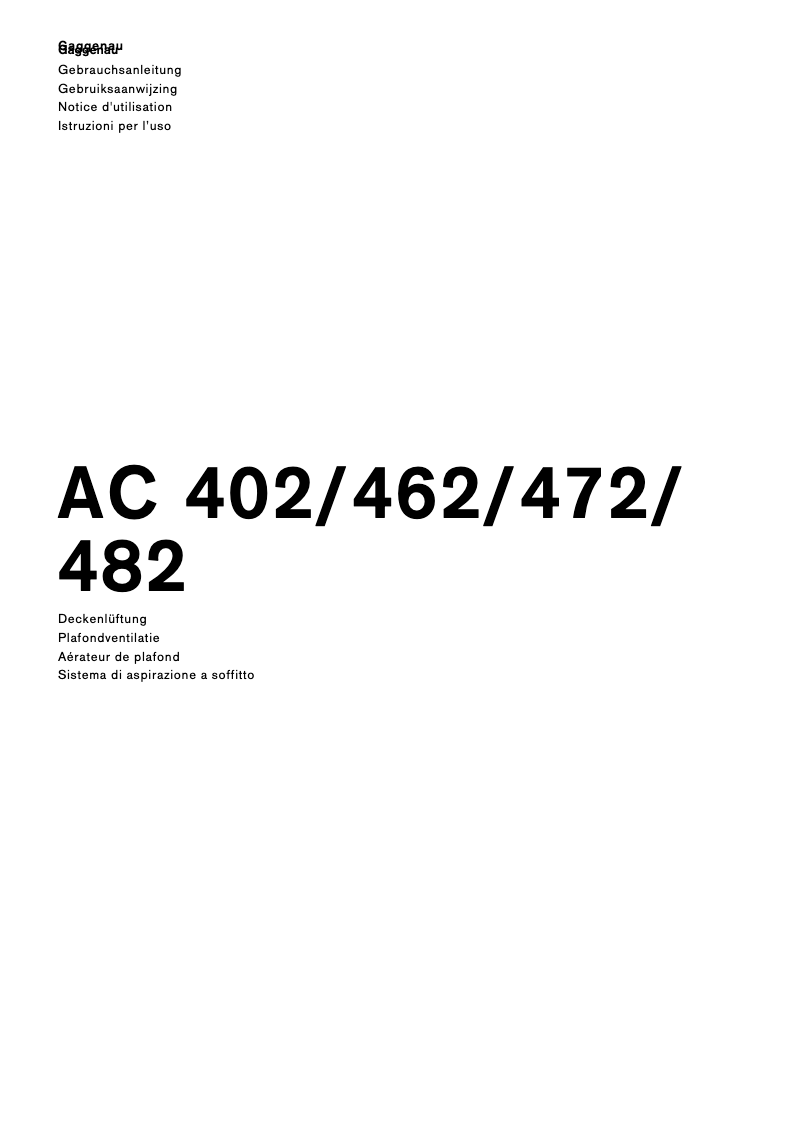 Page 1 de la notice Fiche technique Gaggenau AC462181