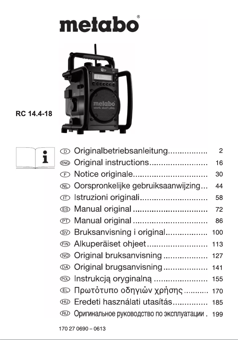 Image de la première page du manuel de l'appareil RC 14.4-18