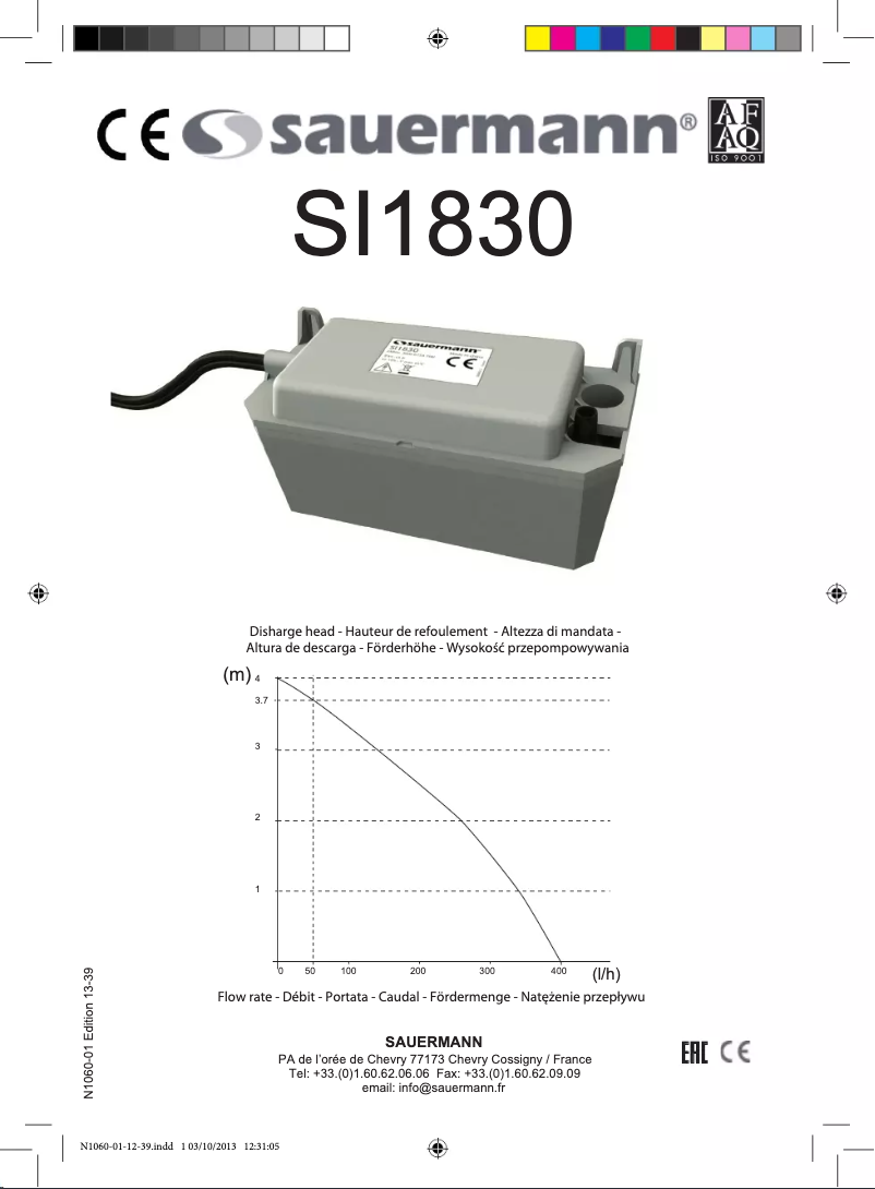 Page 1 de la notice Manuel utilisateur Sauermann SI-1830