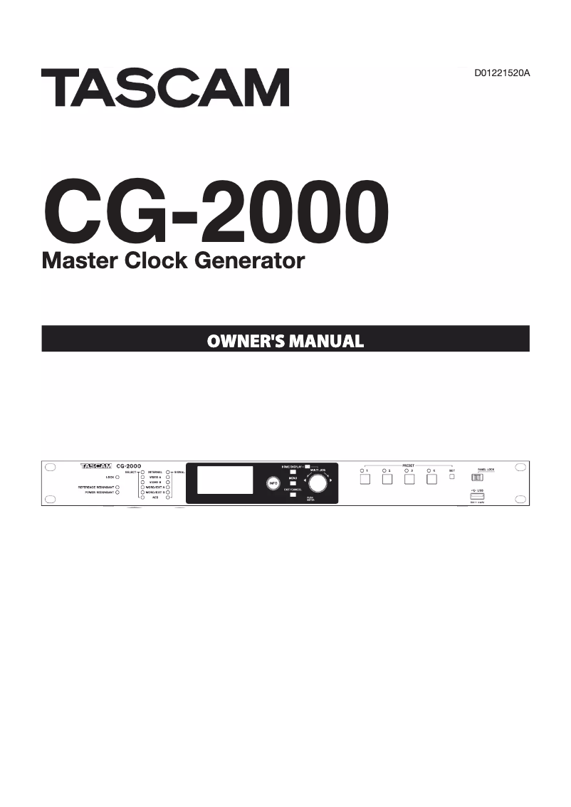 Page 1 de la notice Manuel utilisateur Tascam CG-2000