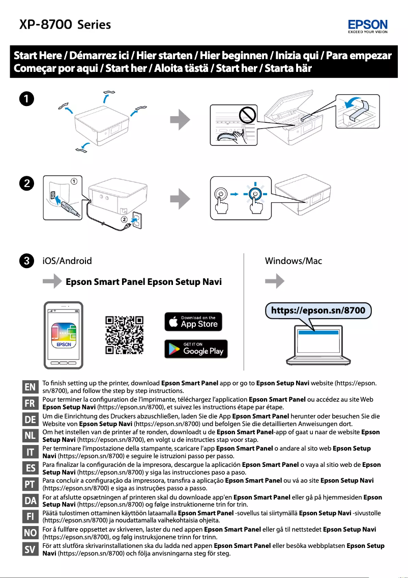 Page 1 de la notice Guide d'installation Epson Expression Photo XP-8700
