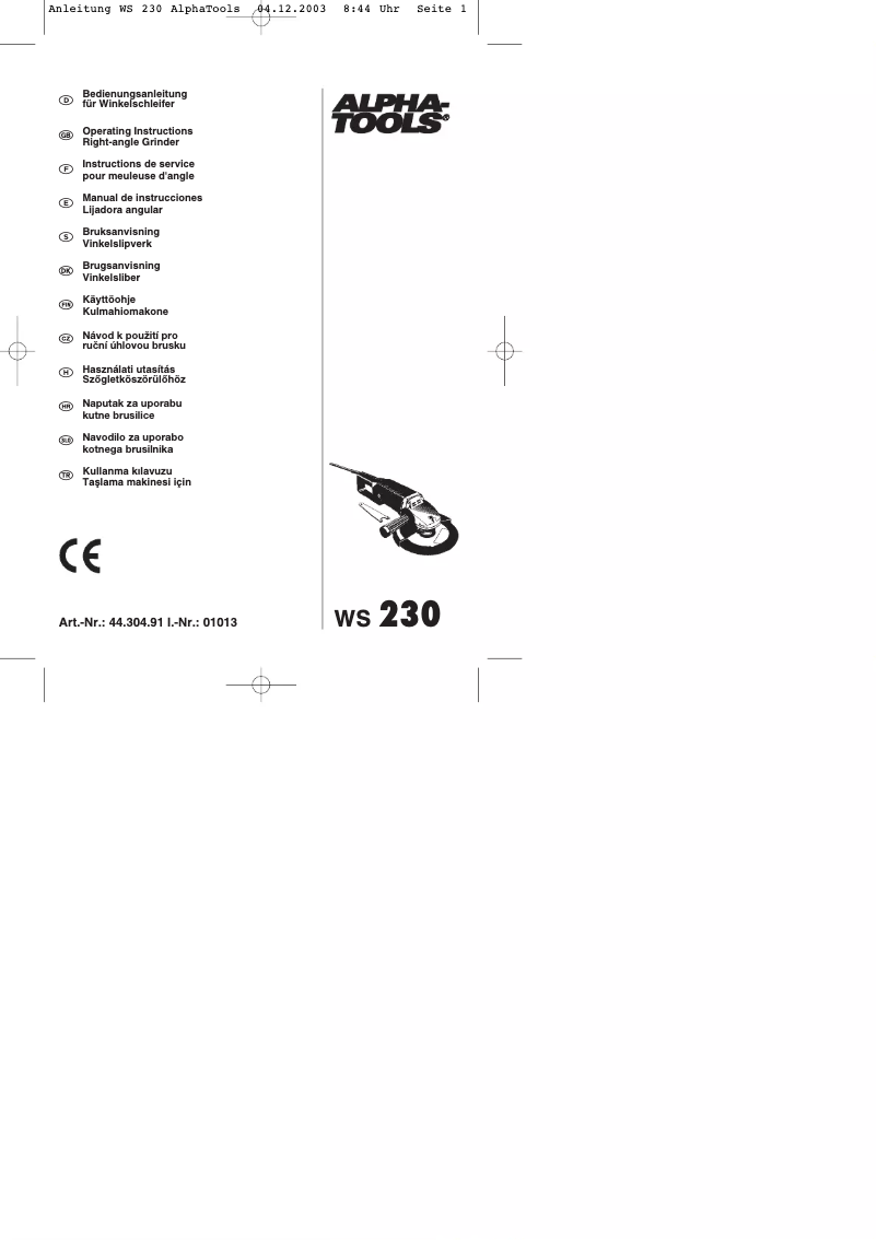 Image de la première page du manuel de l'appareil WS 230