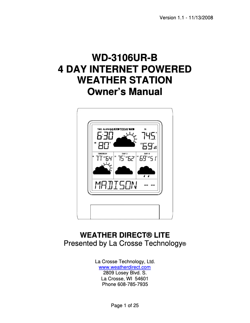 Image de la première page du manuel de l'appareil WD-3106UR-B