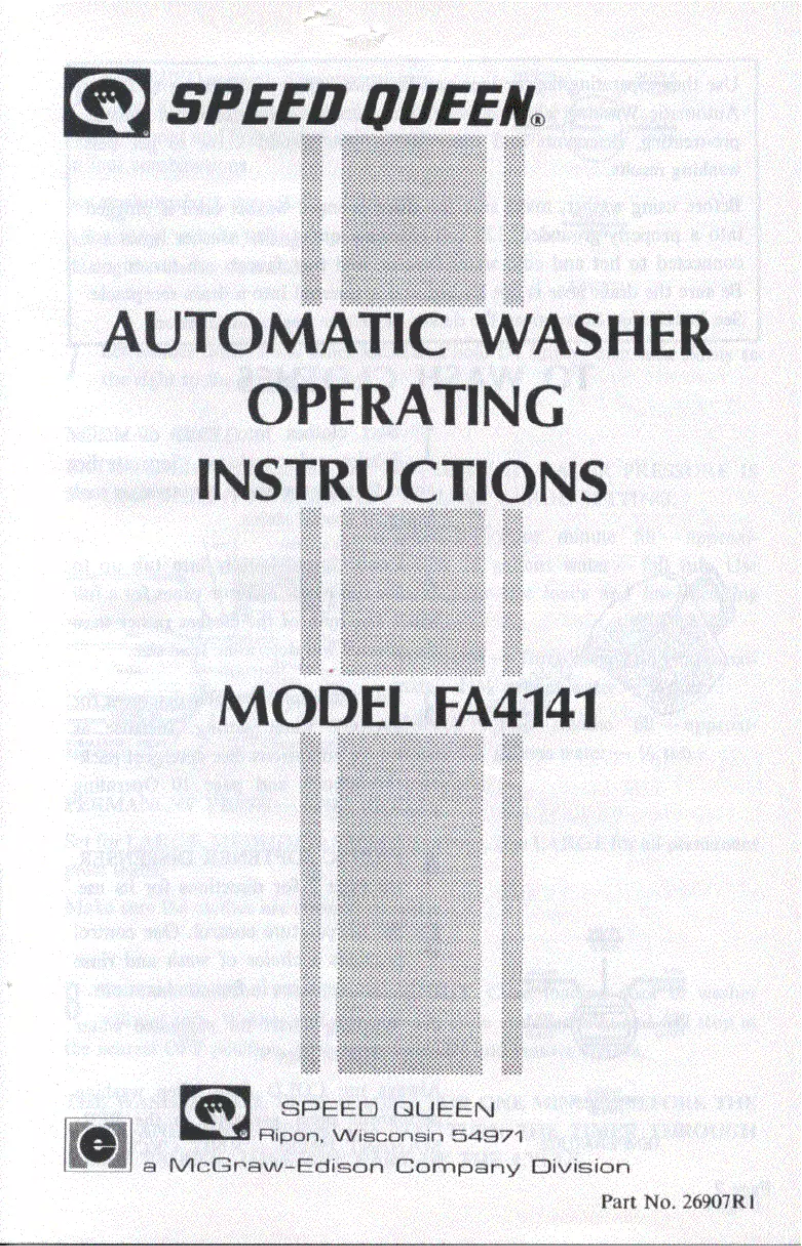 Página 1 del manual Manual de usuario Speed Queen FA4141