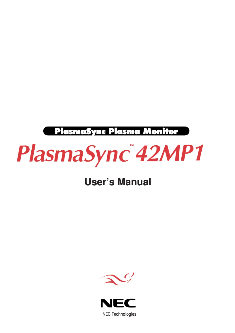 Imagen de la primera página del manual del dispositivo PlasmaSync 42VM1