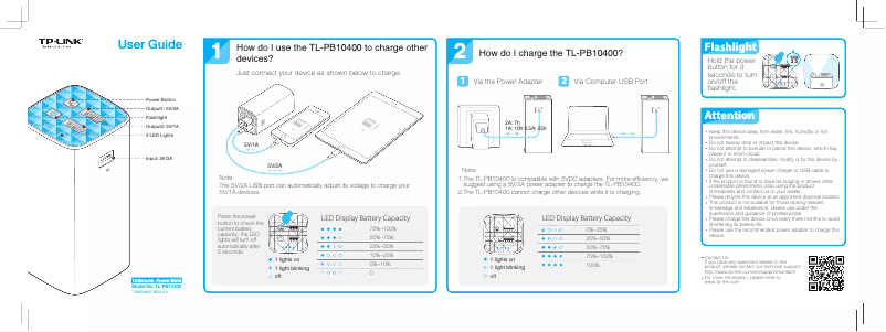 Page 1 de la notice Guide d'installation TP-Link TL-PB10400