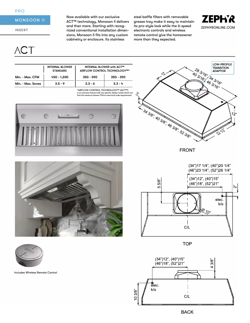 Page 1 de la notice Fiche technique Zephyr AK9334AS