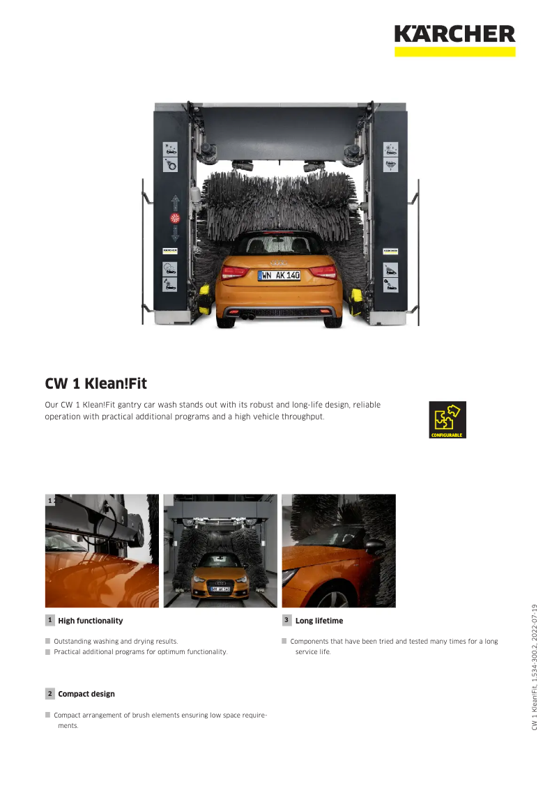 Page 1 de la notice Manuel utilisateur Kärcher CW 1 Klean!Fit