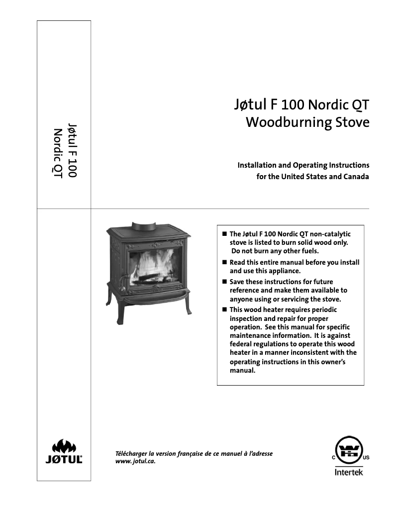 Página 1 del manual Manual de usuario Jøtul F 100 Nordic QT