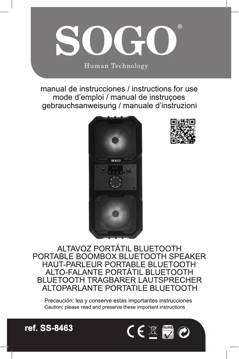 Page 1 de la notice Manuel utilisateur Sogo SS-8463