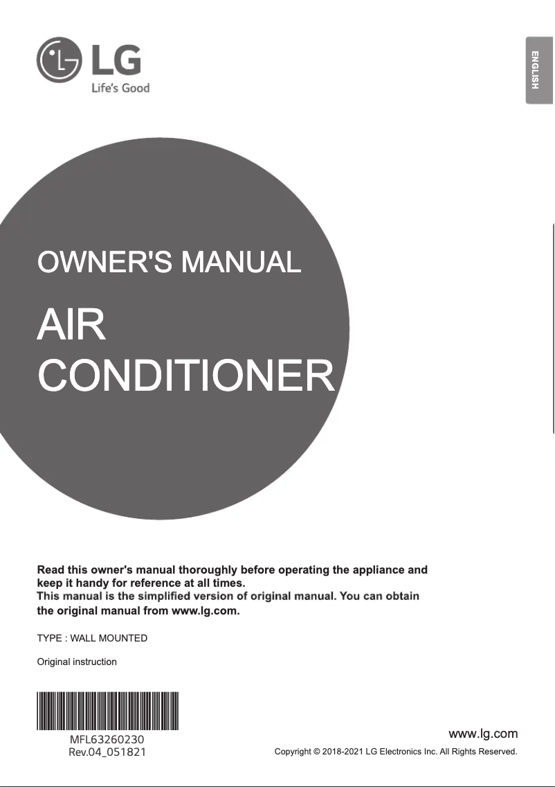 Page 1 de la notice Manuel utilisateur LG AMNQ24GSKC0