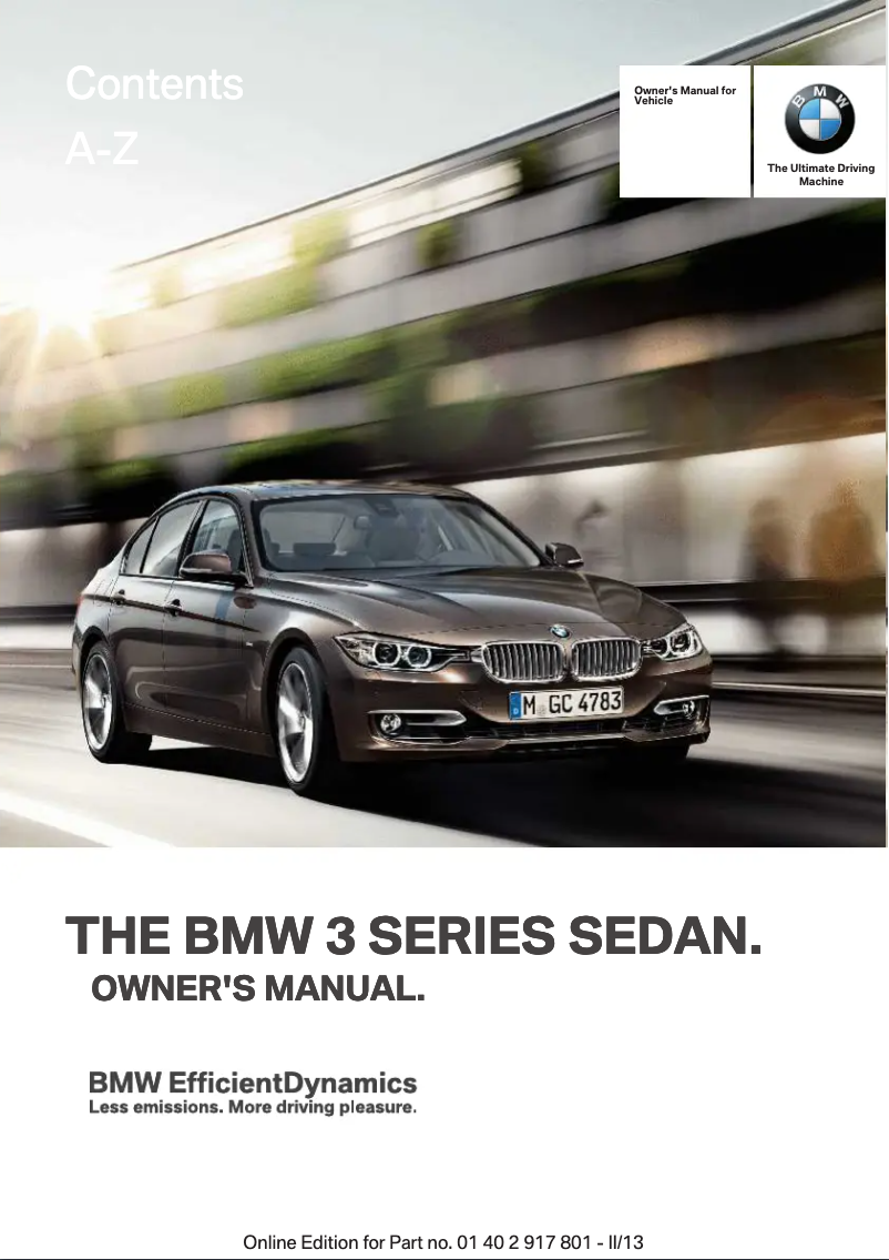 Page 1 de la notice Manuel utilisateur BMW 328i Sedan (2013)