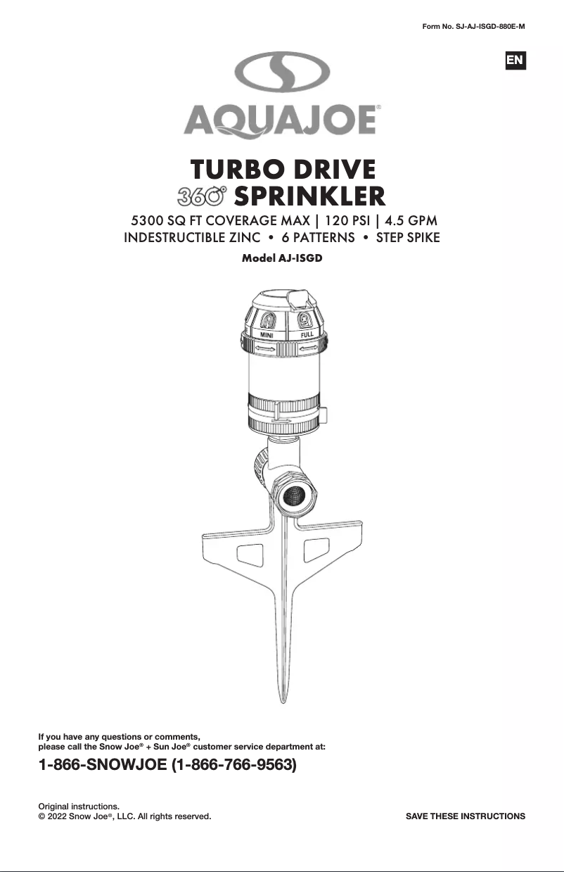 Página 1 del manual Manual de usuario Aqua Joe AJ-ISGD