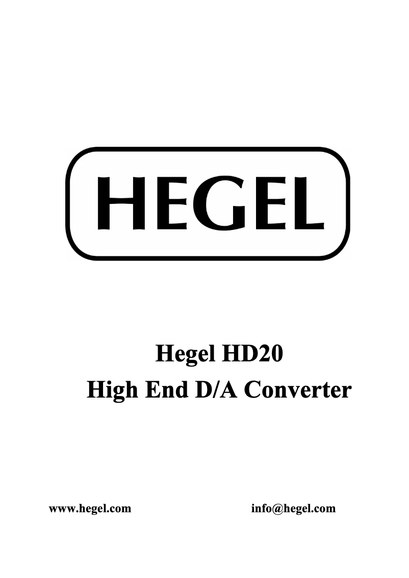 Page 1 de la notice Manuel utilisateur Hegel HD20