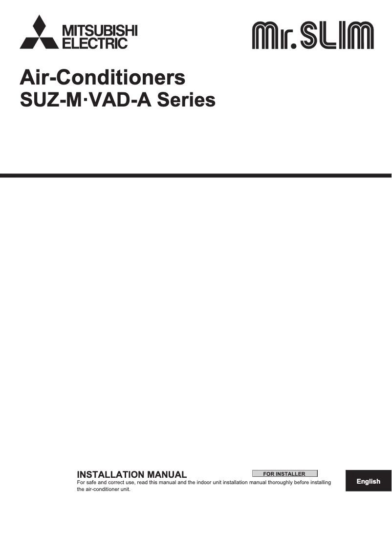 Page 1 de la notice Manuel utilisateur Mitsubishi SUZ-M25-71VAD