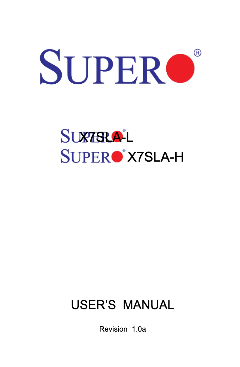 Page n°1 - Manuel utilisateur Supermicro X7SLA-H