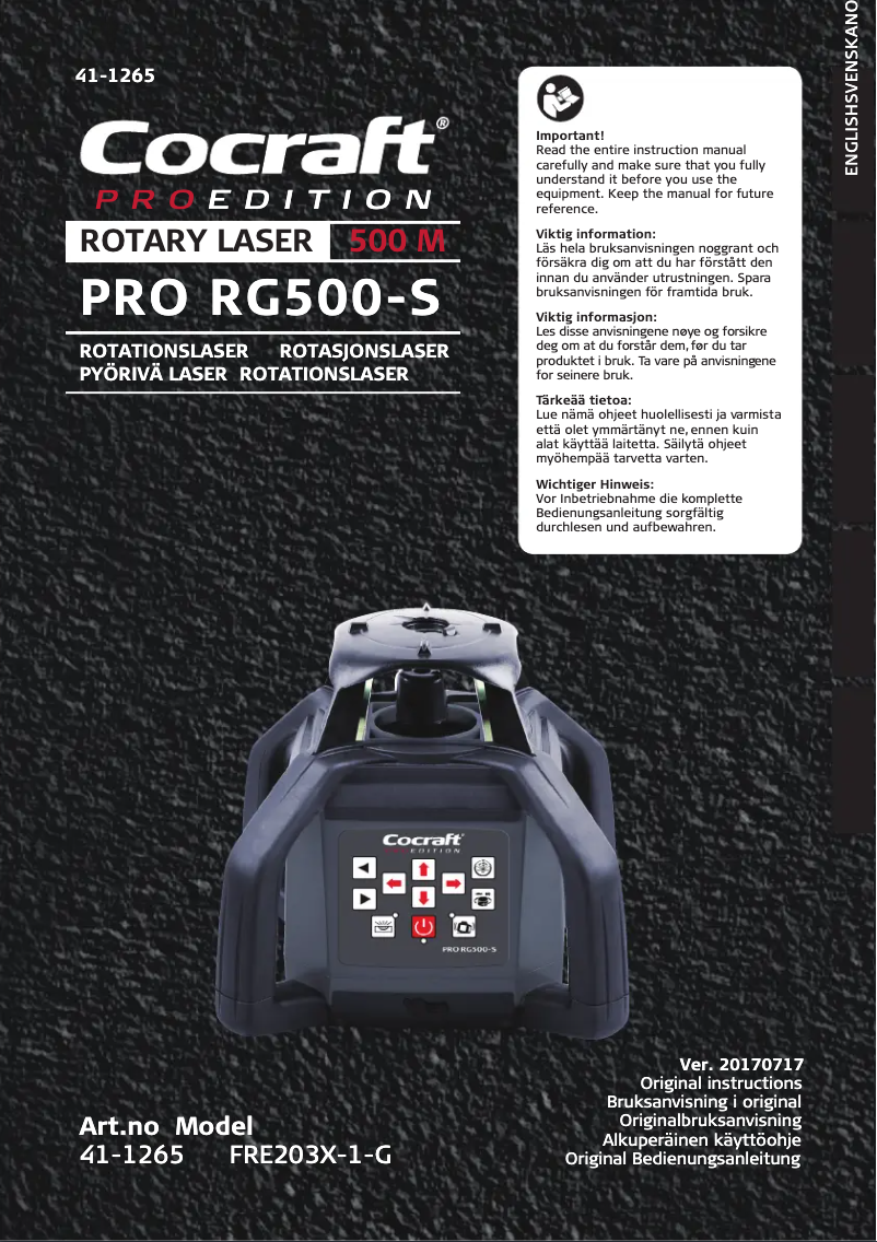 Image de la première page du manuel de l'appareil PRO RG500-S