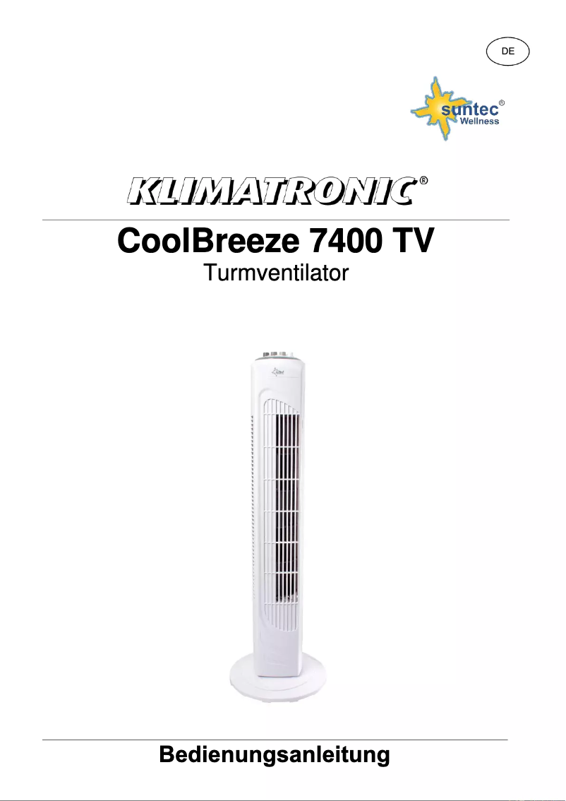 Page 1 de la notice Manuel utilisateur Suntec CoolBreeze 7400 TV