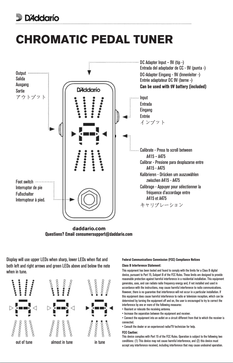 Page n°1 - Manuel utilisateur D'Addario PW-CT-20