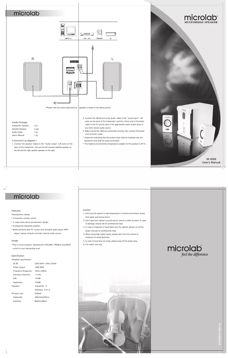 Page n°1 - Manuel utilisateur Microlab M500II-B