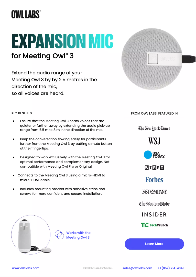 Page n°1 - Manuel utilisateur Owl Labs Expansion Mic