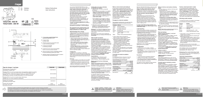 Page n°1 - Manuel utilisateur Hager TXA210N