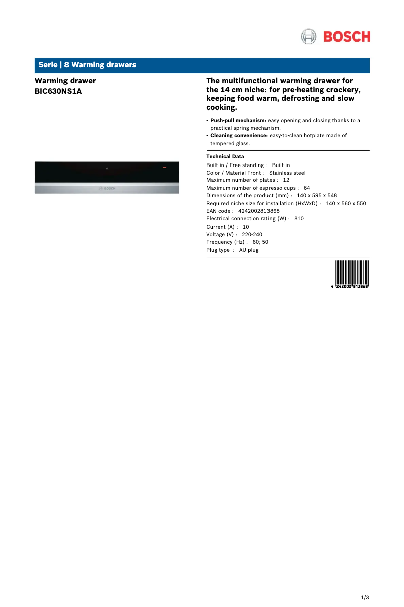 Image de la première page du manuel de l'appareil BIC630NS1A